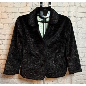 Gap Womens Black Faux Fur Textured Jacket Coat Size Large